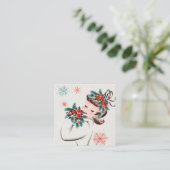 レトロなビンテージのクリスマスレディー スクエア名刺 (スタンド正面)