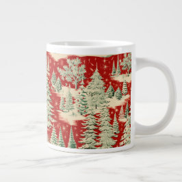 レトロなビンテージのクリスマス風景 ジャンボコーヒーマグカップ