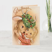 レトロなビンテージのクリスマス·ジカ·ガール·アッド·気持ち シーズンカード (正面)