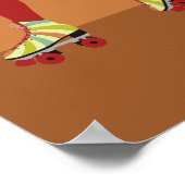 レトロなビンテージのポスター|ブームボックス付きスケートで滑るガール ポスター (角)