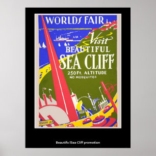 レトロなビンテージの海の崖ポスター ポスター