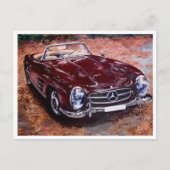 レトロなビンテージの黒い車の絵が描かれたポストカード ポストカード (正面)