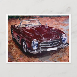 レトロなビンテージの黒い車の絵が描かれたポストカード ポストカード