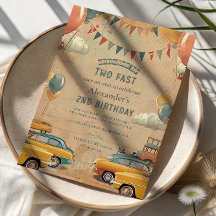レトロなビンテージカーの2歳の誕生日