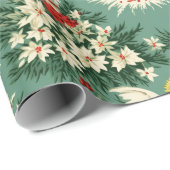 レトロなビンテージクリスマスエンジェルと花 ラッピングペーパー (ロールコーナー)