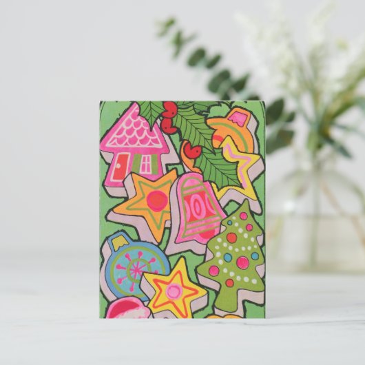 レトロなビンテージクリスマスクッキー ポストカード (スタンド正面)