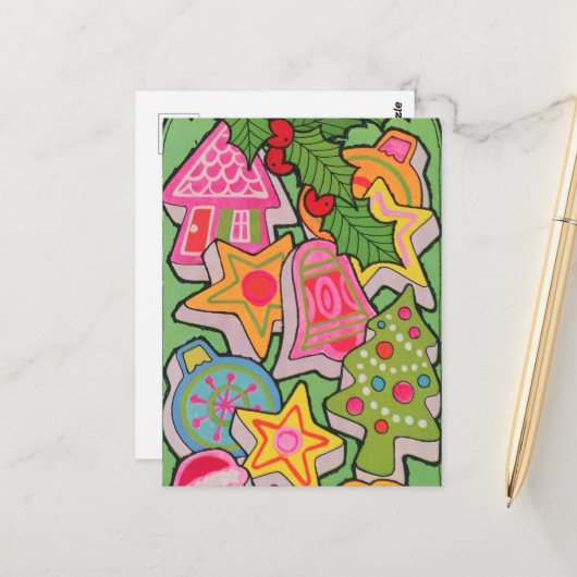 レトロなビンテージクリスマスクッキー ポストカード (正面/裏面インサイチュ)