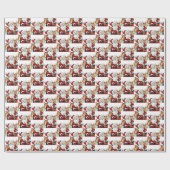 レトロなビンテージクリスマスサンタトインデータイル ラッピングペーパー (フラット)