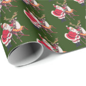 レトロなビンテージクリスマスサンタトインデータイル ラッピングペーパー (ロールコーナー)