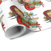 レトロなビンテージクリスマスショッピングのタイルパーティー ラッピングペーパー (ロールコーナー)