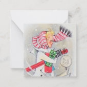 レトロなビンテージクリスマスショッピングレディーアド文字 ノートカード (正面)