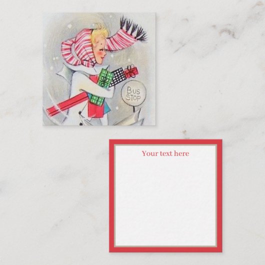 レトロなビンテージクリスマスショッピングレディーアド文字 ノートカード (正面/裏面)