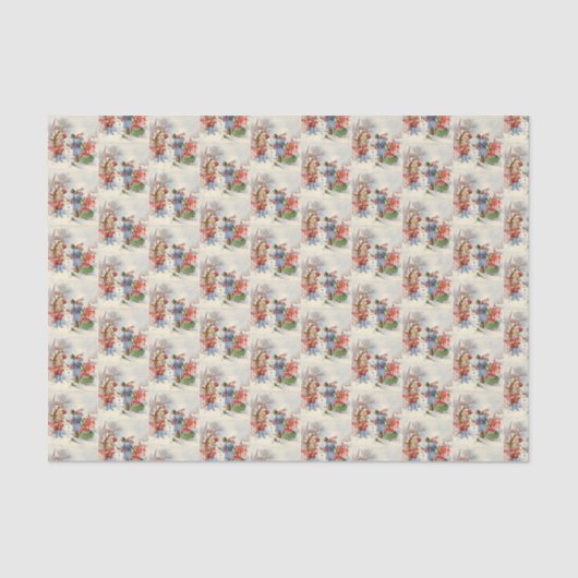 レトロなビンテージクリスマスファミリータイルパーティー  薄葉紙 (正面)