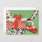 レトロなビンテージクリスマスメールボックス シーズンポストカード (正面/裏面)