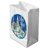 レトロなビンテージクリスマス教会のシーン ミディアムペーパーバッグ