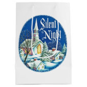 レトロなビンテージクリスマス教会のシーン ミディアムペーパーバッグ (裏面)