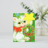 レトロなビンテージクリスマス猫のホリデーポストカード シーズンポストカード (スタンド正面)