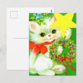 レトロなビンテージクリスマス猫のホリデーポストカード シーズンポストカード (正面/裏面)