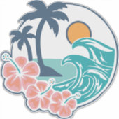 レトロなビンテージサマーの夏のビーチの雰囲気 シール (正面)