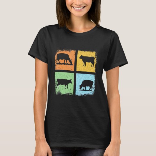 レトロなビンテージスタイルの牛飼い 牛のオーナー Tシャツ (正面)
