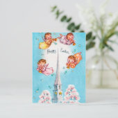 レトロなビンテージ天使のイースターホリデーポストカード シーズンポストカード (スタンド正面)