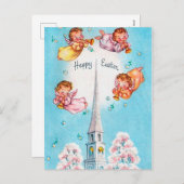 レトロなビンテージ天使のイースターホリデーポストカード シーズンポストカード (正面/裏面)