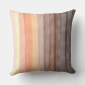 レトロなビンテージ感のある70年代風のオレンジとブラウンの水彩ストライプ クッション (裏面)