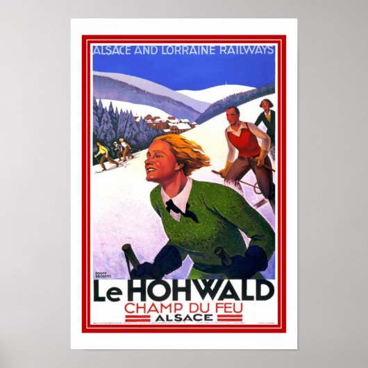 レトロなビンテージ画像 旅行 LeHohwald スキー ポスター (正面)