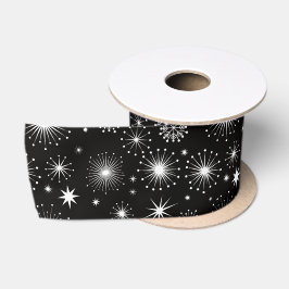 レトロなビンテージ クリスマス 星と雪の結晶 サテンリボン