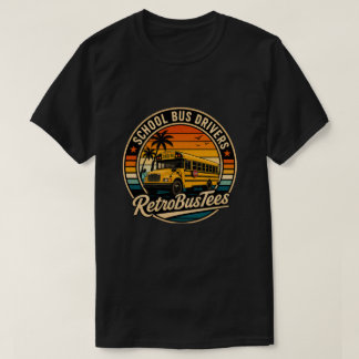 レトロなビンテージ スクールバス ドライバー サークル Tシャツ