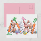 レトロなビンテージ バレンタイン イースターうさぎ ホリデー シーズンポストカード (正面/裏面)