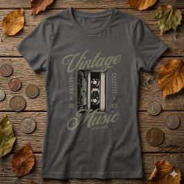 レトロなビンテージ ミュージック カセット テープ Tシャツ