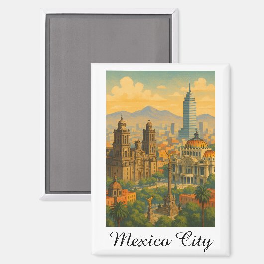 レトロなビンテージ メキシコシティ CDMX 旅行 マグネット (正面/裏面)