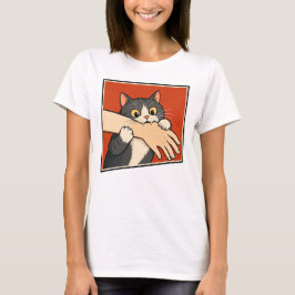 レトロなビンテージ 猫が手をかむ 面白い 愛情の噛みつき タキシード猫 Tシャツ