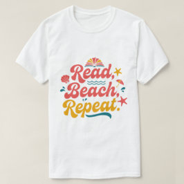 レトロなビーチの読書を楽しむ夏の本好き Tシャツ