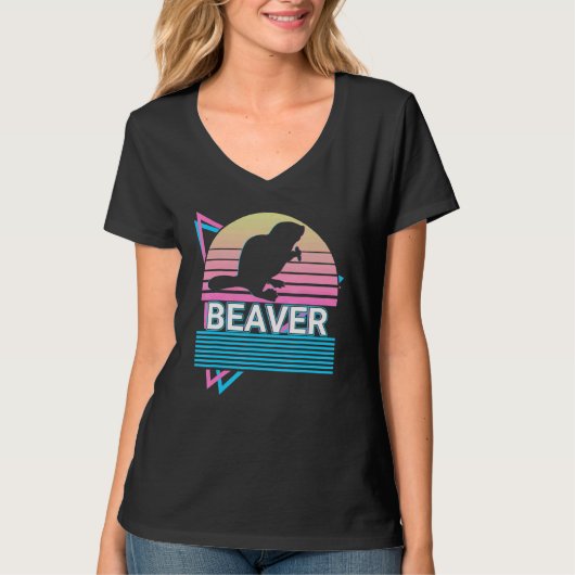 レトロなビーバー Tシャツ (正面)