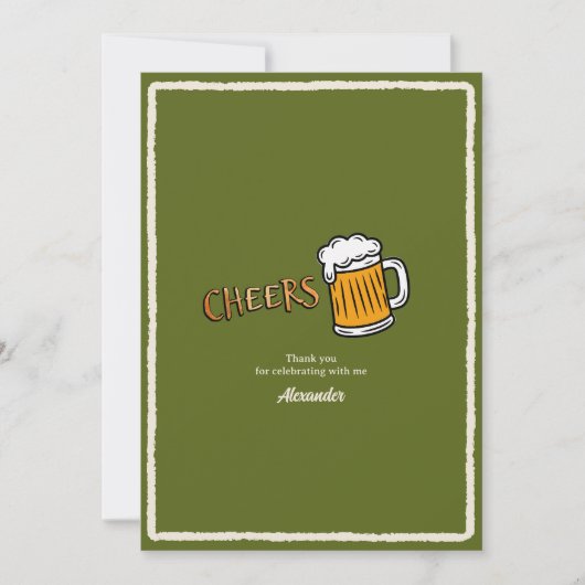 レトロなビールの里程標の誕生日 サンキューカード (正面)