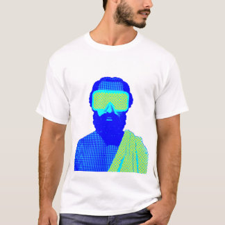 レトロなピクセルアートの未来風ヒゲ姿 Tシャツ