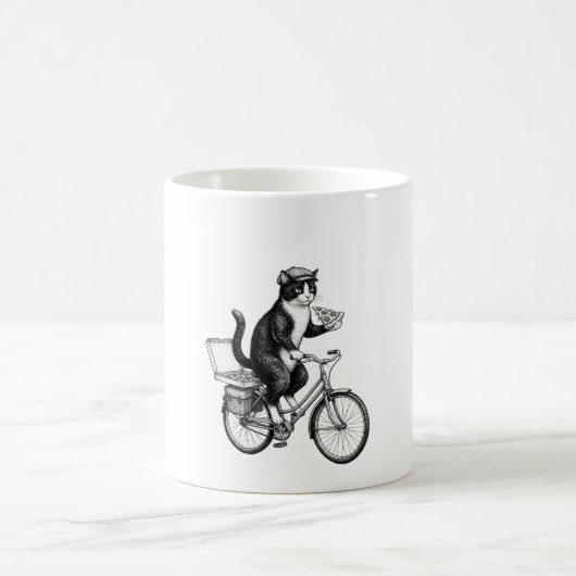 レトロなピザの配達猫 コーヒーマグカップ (中央)