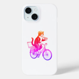 レトロなピザの配達猫 iPhone 15ケース
