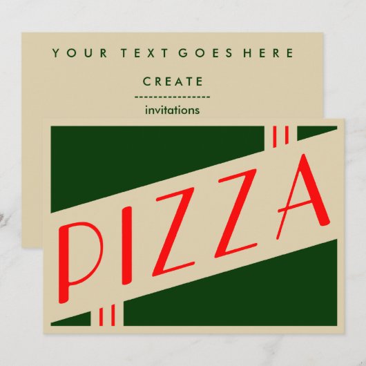 レトロなピザ 招待状 (正面/裏面)