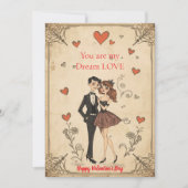 レトロなピンアップカップル ヴィンテージ バレンタインデーのカード シーズンカード (正面)