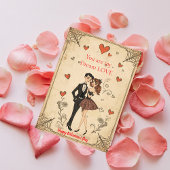 レトロなピンアップカップル ヴィンテージ バレンタインデーのカード シーズンカード