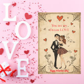 レトロなピンアップカップル ヴィンテージ バレンタインデーのカード シーズンカード