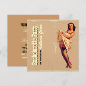 レトロなピンアップガールロカビリーバチェロレッテ 招待状 (正面/裏面)