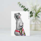 レトロなピンアップガール ポストカード 白 (スタンド正面)