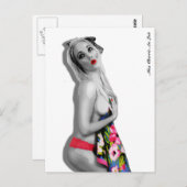 レトロなピンアップガール ポストカード 白 (正面/裏面)