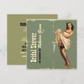 レトロなピンアップガール ロカビリー バチェロレッテパーティー 招待状 (正面/裏面)