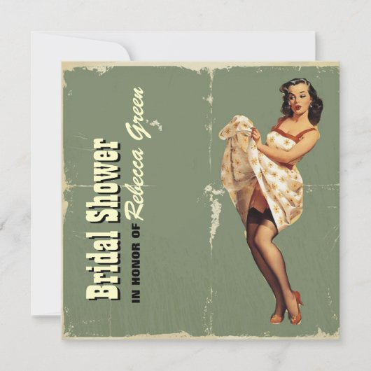 レトロなピンアップガール ロカビリー バチェロレッテパーティー 招待状 (正面)