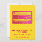 レトロなピンクとイエローのカセットテープ 招待状 (正面)